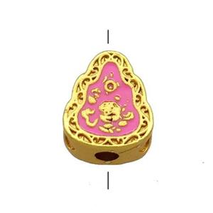 Copper Teardrop Beads Pink Cloisonne 18K Gold Plated, approx 9.5-12mm [FD13374]