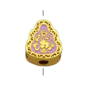 Copper Teardrop Beads Lavender Cloisonne 18K Gold Plated, approx 9.5-12mm [FD13375]