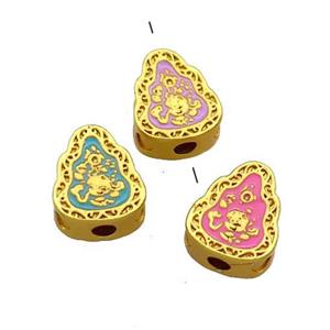 Copper Teardrop Beads Cloisonne 18K Gold Plated Mixed, approx 9.5-12mm [FD13377]