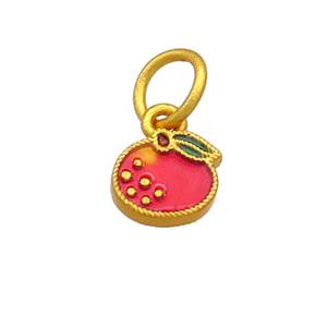 Copper Apple Pendant Multicolor Cloisonne 18K Gold Plated, approx 9mm [FD13419]
