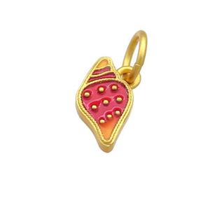 Copper Pendant Ice Cream Multicolor Cloisonne 18K Gold Plated, approx 7-13mm [FD13420]