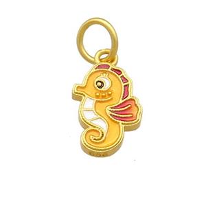 Copper Seahorse Pendant Multicolor Cloisonne 18K Gold Plated, approx 10-14mm [FD13423]