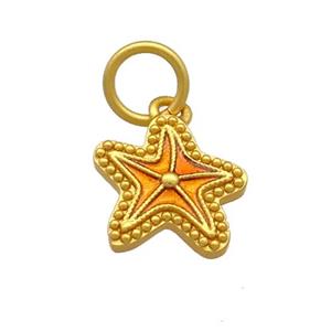 Copper Starfish Pendant Multicolor Cloisonne 18K Gold Plated, approx 12mm [FD13425]