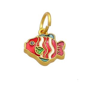 Copper Fish Pendant Multicolor Cloisonne 18K Gold Plated, approx 10-12.5mm [FD13426]