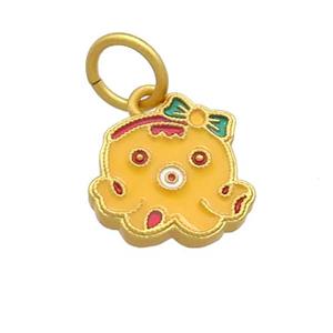 Copper Squid Charms Pendant Multicolor Cloisonne 18K Gold Plated, approx 12.5mm [FD13427]