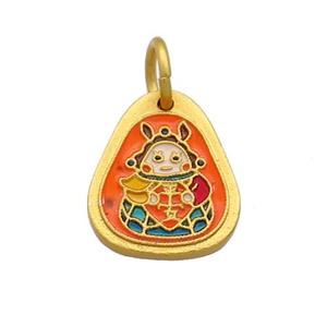 Copper Girls Pendant Multicolor Cloisonne 18K Gold Plated, approx 12-15mm [FD13428]