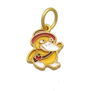 Copper Duck Charms Pendant Multicolor Cloisonne 18K Gold Plated, approx 11-12mm [FD13433]