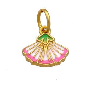 Copper Shell Pendant Multicolor Cloisonne 18K Gold Plated, approx 10-11mm [FD13434]