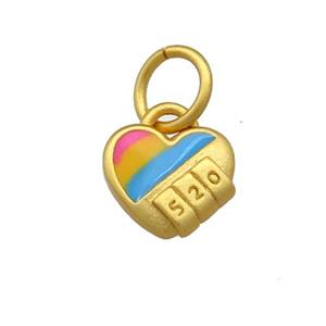Copper Heart Pendant 520 Multicolor Cloisonne 18K Gold Plated, approx 10mm [FD13436]