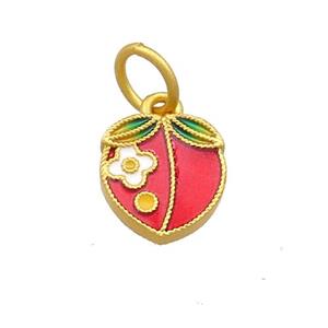 Copper Peach Pendant Multicolor Cloisonne 18K Gold Plated, approx 10-11mm [FD13439]