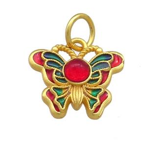 Copper Butterfly Pendant Multicolor Cloisonne 18K Gold Plated, approx 14-17mm [FD13451]