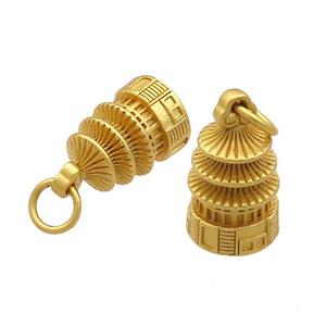 Copper Tower Charms Pendant Unfade 18K Gold Plated, approx 11-19mm [FD13460]