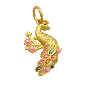 Copper Phoenix Pendant Multicolor Cloisonne Unfade 18K Gold Plated, approx 13-23mm [FD13467]