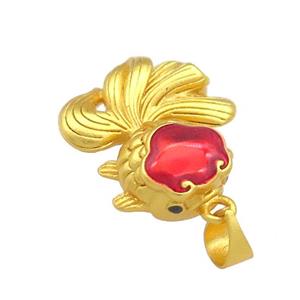 Copper Fish Charms Pendant Unfade 18K Gold Plated, approx 17-21mm [FD13469]