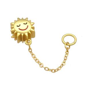 Copper Sun Charm Pendant Unfade 18K Gold Plated, approx 12mm, 4mm hole, 35mm length [FD13499]