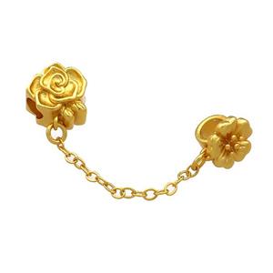 Copper Flower Pendant Unfade 18K Gold Plated, approx 9mm, 11mm, 4mm hole, 35mm length [FD13505]