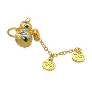 Copper Flower Pendant Multicolor Cloisonne 18K Gold Plated, approx 9.5-15mm, 7mm, 35mm length [FD13511]