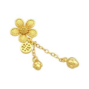Copper Flower Pendant Unfade 18K Gold Plated, approx 14mm, 5mm, 6mm [FD13515]