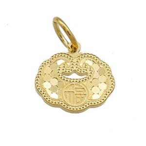 Copper Talisman Pendant Unfade 18K Gold Plated, approx 11-14mm [FD13532]