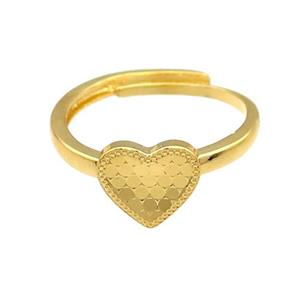 Copper Heart Rings Unfade Adjustable 18K Gold Plated, approx 9.5mm, 18mm dia [FD13538]