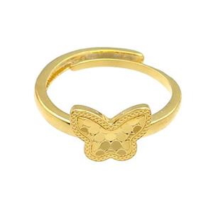 Copper Butterfly Rings Unfade Adjustable 18K Gold Plated, approx 8-10.5mm, 18mm dia [FD13539]