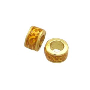 Copper Rondelle Beads Orange Painted Large Hole Gold Plated, approx 5mm, 3mm hole [FD13542]