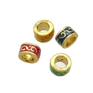 Copper Rondelle Beads Painted Large Hole Gold Plated Mixed, approx 5mm, 3mm hole [FD13544]