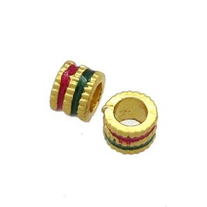 Copper Tube Beads Painted Large Hole Gold Plated, approx 5.5mm, 3mm hole [FD13545]