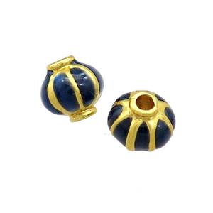 Copper Lantern Darkblue Black Enamel Gold Plated, approx 8mm [FD13548]