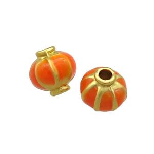 Copper Lantern Beads Orange Enamel Gold Plated, approx 8mm [FD13549]