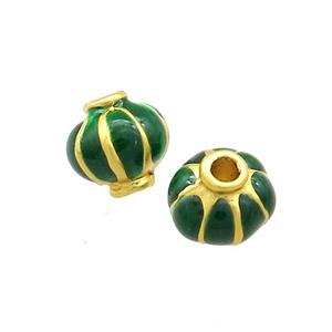 Copper Lantern Beads Green Enamel Gold Plated, approx 8mm [FD13550]