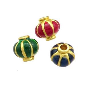 Copper Lantern Beads Enamel Gold Plated Mixed, approx 8mm [FD13552]