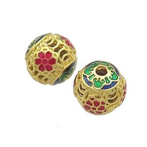 Copper Round Beads Painted Gold Plated, approx 10mm [FD13554]