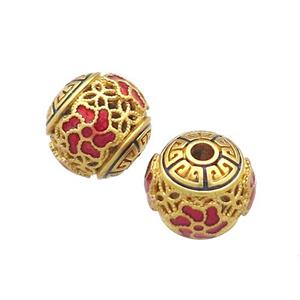 Copper Round Beads Painted Gold Plated, approx 10mm [FD13555]