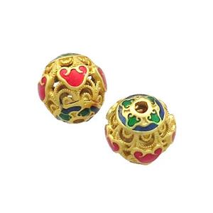 Copper Round Beads Painted Gold Plated, approx 10mm [FD13557]
