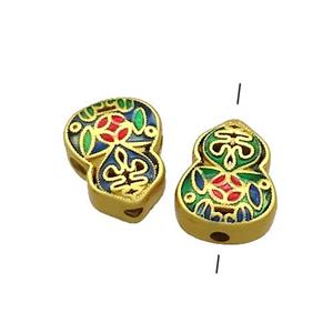Copper Gourd Beads Multicolor Painted Gold Plated, approx 8-10mm [FD13571]