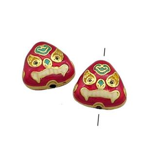 Copper Tiger Beads Red Painted Triangle Gold Plated, approx 11mm [FD13574]