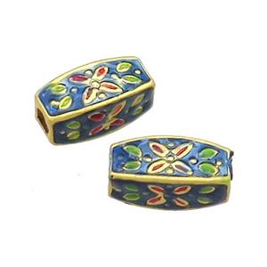 Copper Tube Beads Blue Painted Gold Plated, approx 6-13mm [FD13576]