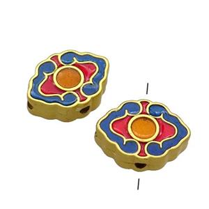 Copper Beads Multicolor Painted Gold Plated, approx 11-15mm [FD13577]