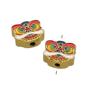 Copper Tiger Beads Multicolor Painted Gold Plated, approx 10-11mm [FD13586]