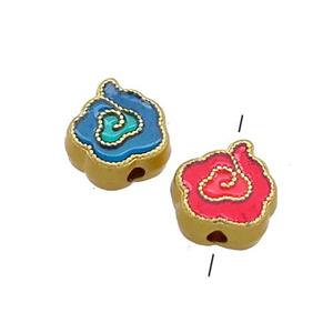 Copper Cloudy Beads Multicolor Painted Gold Plated, approx 10mm [FD13595]