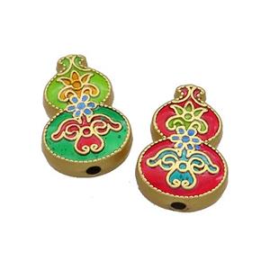 Copper Courd Beads Multicolor Painted Gold Plated, approx 12-18mm [FD13602]