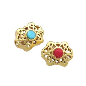 Copper Beads Pave Jade Gold Plated, approx 9-11mm [FD13605]