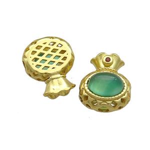 Copper Bags Beads Pave Jade Gold Plated, approx 12-14mm [FD13607]