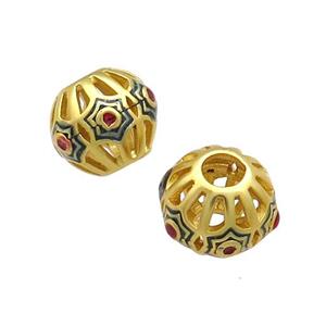 Copper Bicone Beads Blue Painted Star Large Hole Gold Plated, approx 10-11mm, 4mm hole [FD13611]