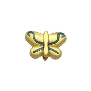 Copper Butterfly Beads Blue Painted Gold Plated, approx 7-10mm [FD13623]