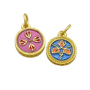 Copper Circle Pendant Painted Gold Plated, approx 12mm [FD13641]