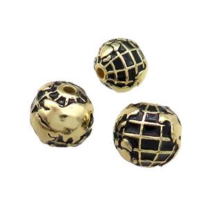 Copper Round Beads Earth Black Painted Gold Plated, approx 9mm [FD13676-9MM]