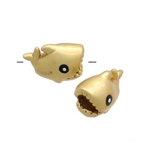Copper Shark Charms Beads Unfade Large Hole Gold Plated, approx 7-12mm, 2.5mm hole [FD13683]