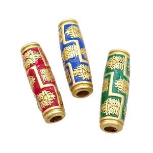 Copper Rice Beads Enamel Large Hole Unfade Gold Plated Mixed, approx 9-30mm, 4mm hole [FD13702]